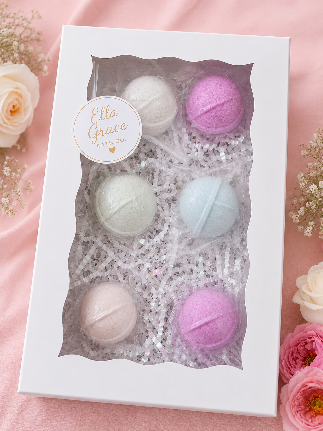 Ella Grace Bath Co Flight Pack — 6 colourful bath bombs in a branded gift box