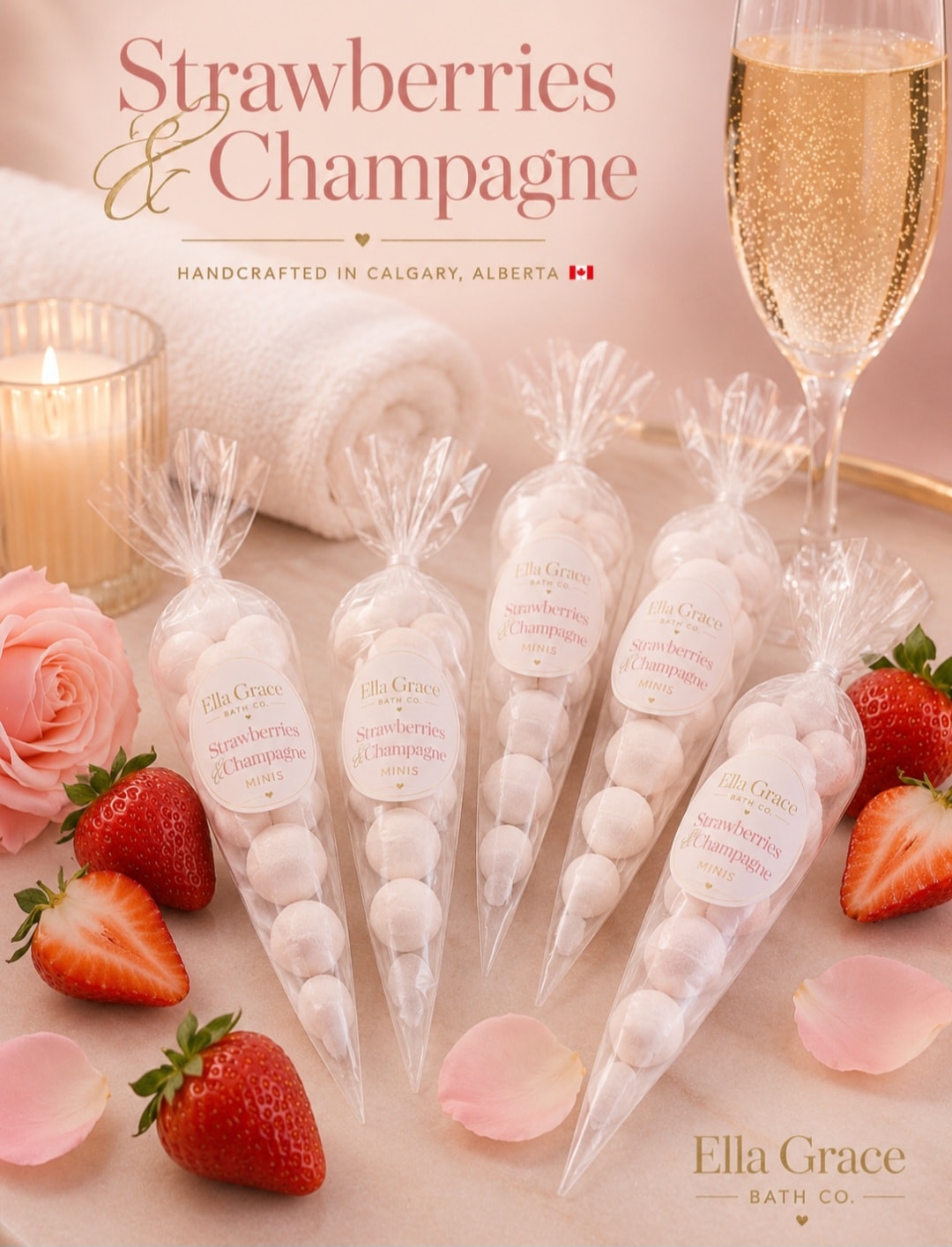 Strawberries & Champagne Bath Bomb — Mini 10-Pack